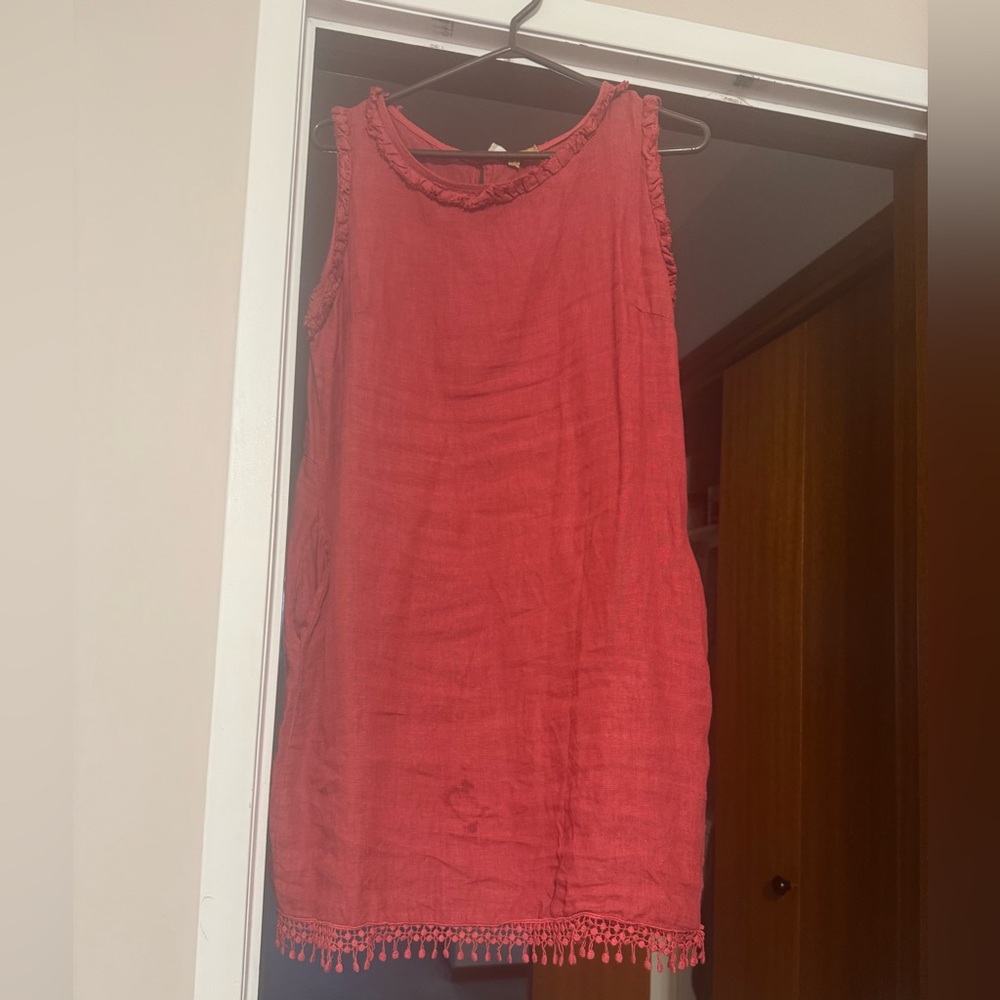 Pink Sleeveless Scoop Neck Sundress